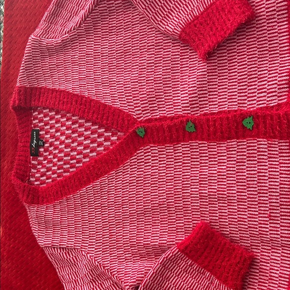 33 Degrees Sweaters - Red and Pink Striped Cardigan